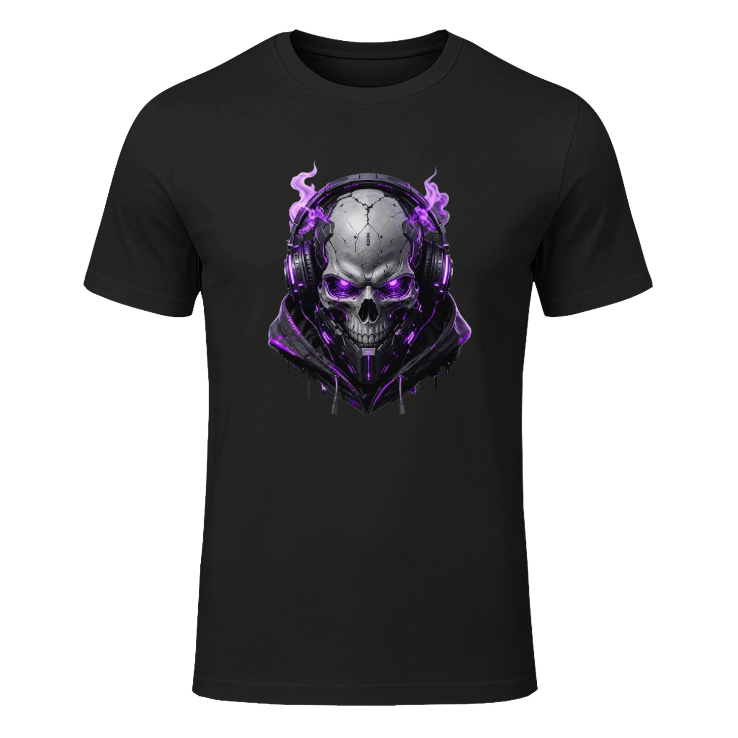 Cyber Skull Graphic Tee – Neon Purple Cyberpunk