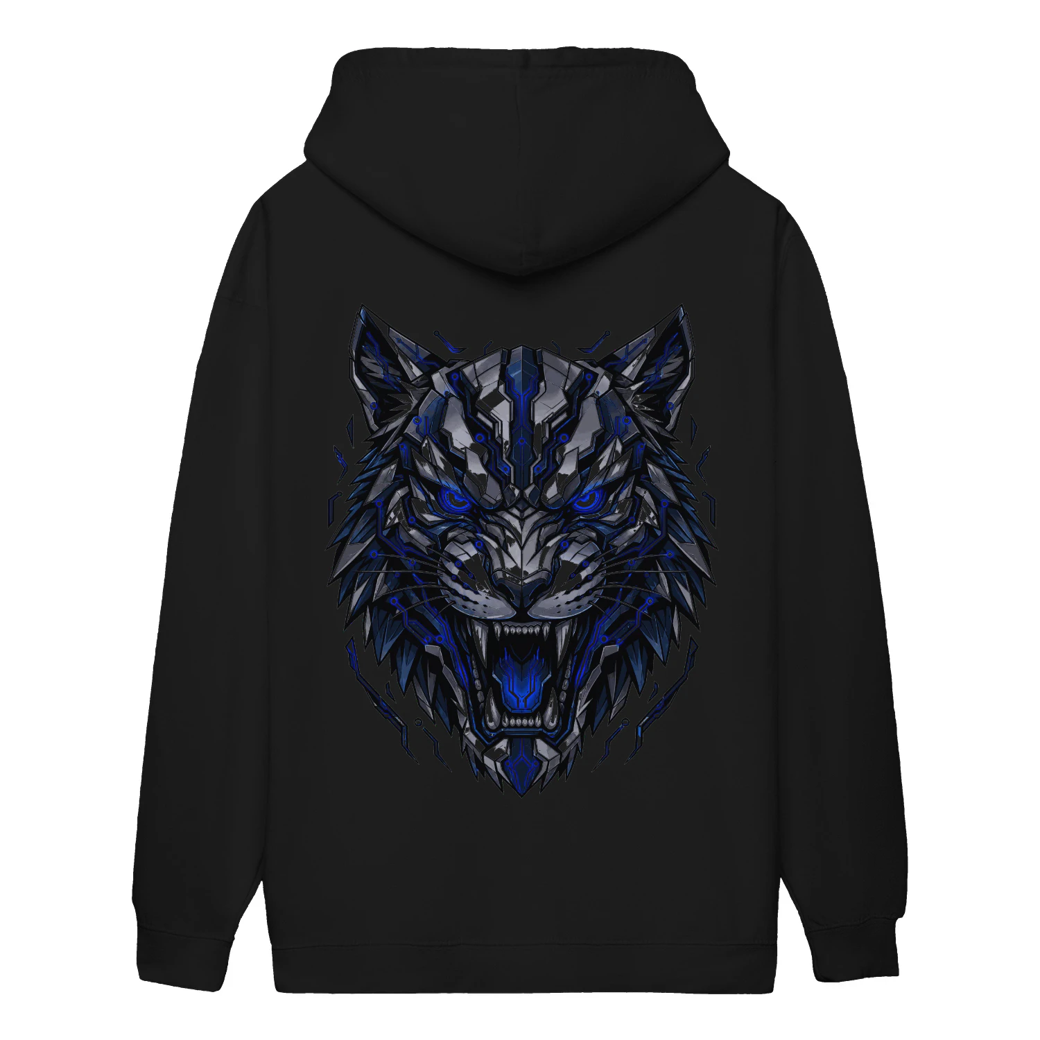 Blue Mecha Tiger Hoodie – Cyberpunk Streetwear