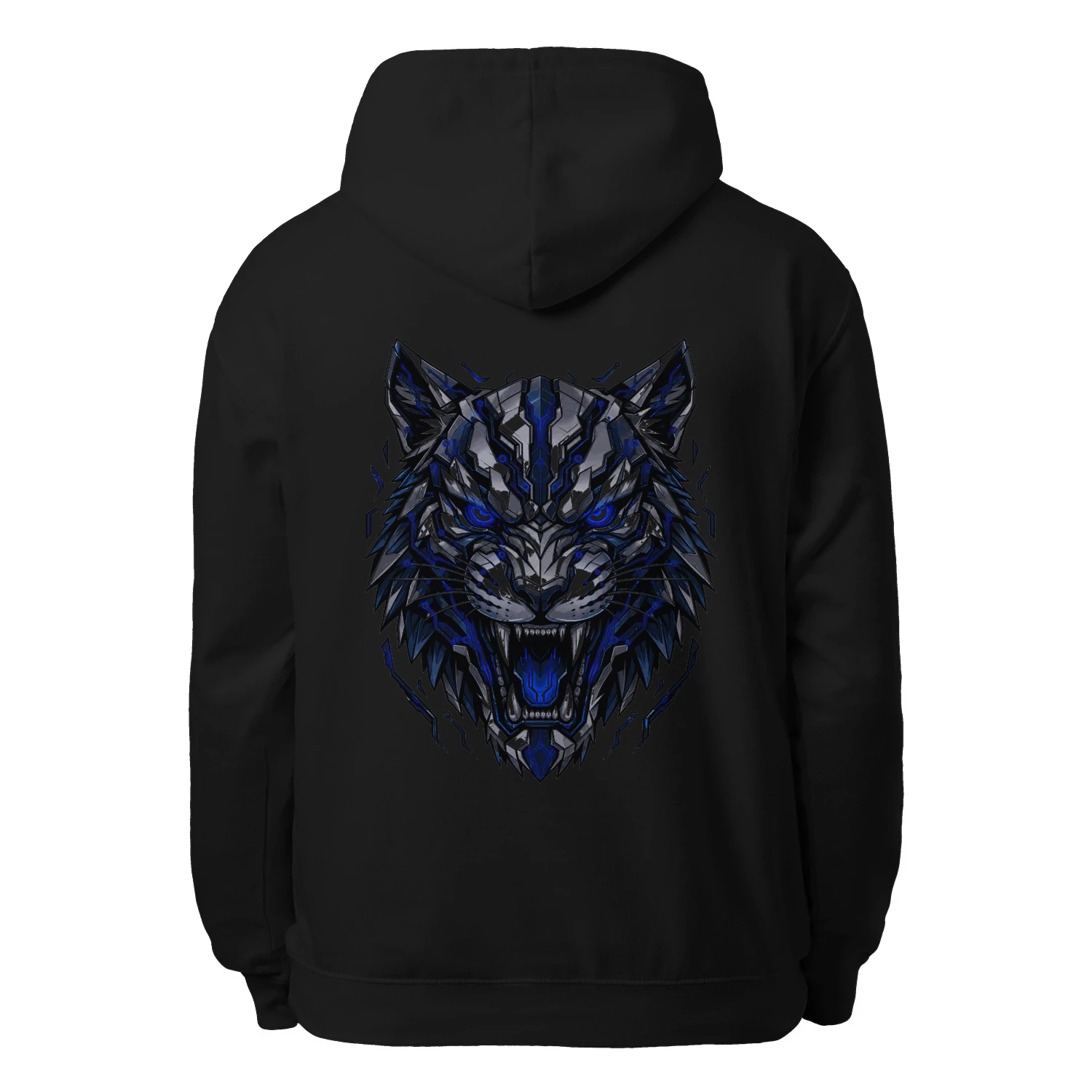 Blue Mecha Tiger Hoodie – Cyberpunk Streetwear