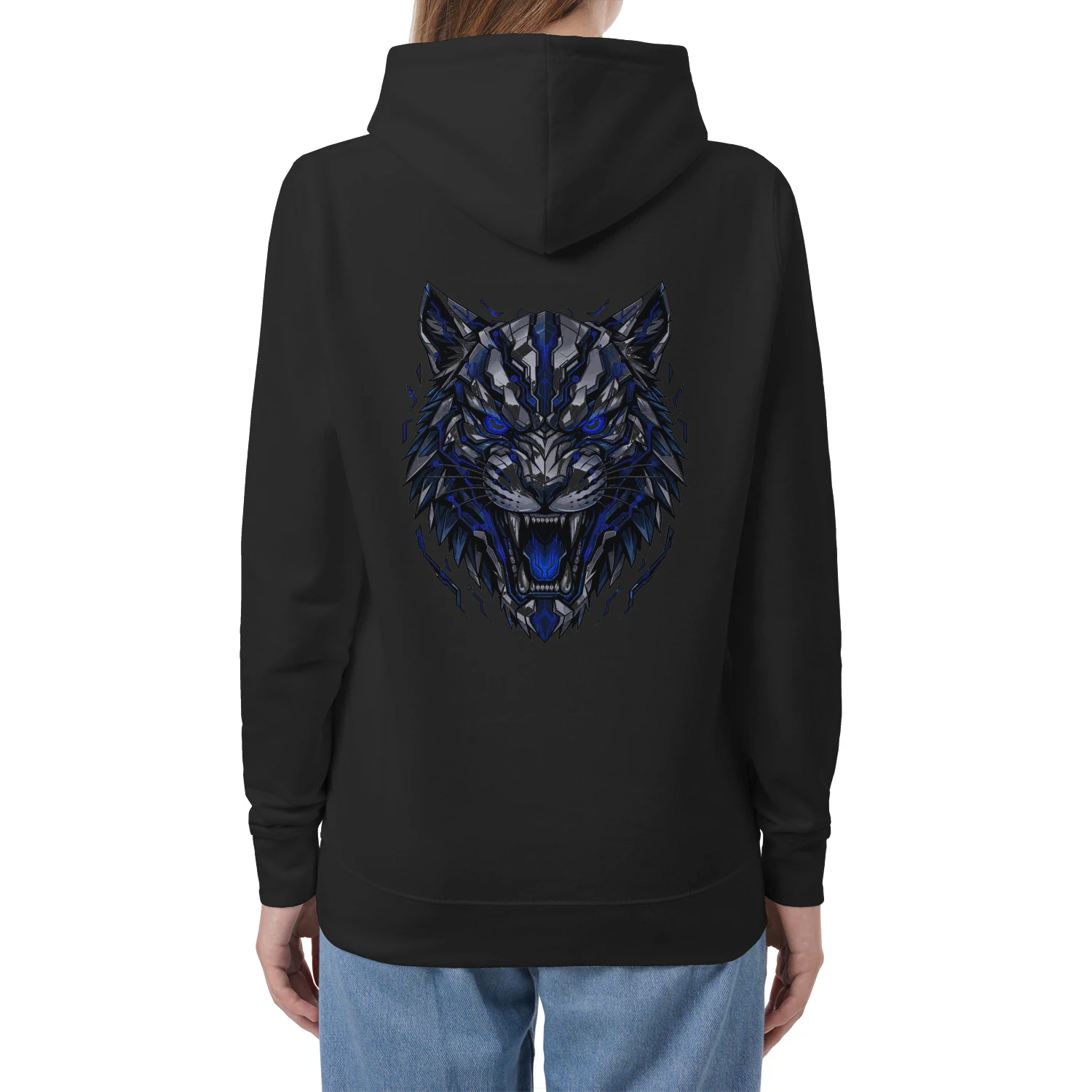 Blue Mecha Tiger Hoodie – Cyberpunk Streetwear