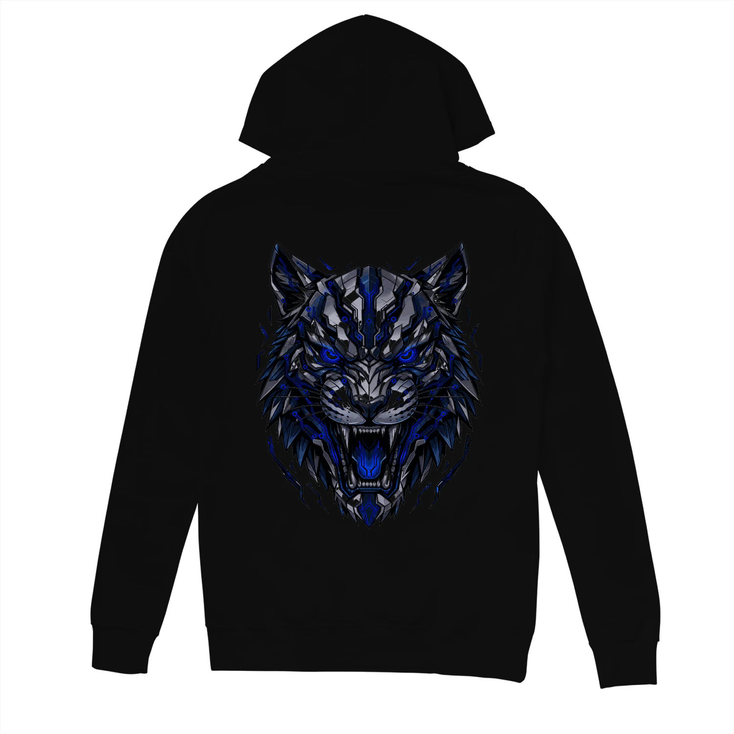 Blue Mecha Tiger Hoodie – Cyberpunk Streetwear