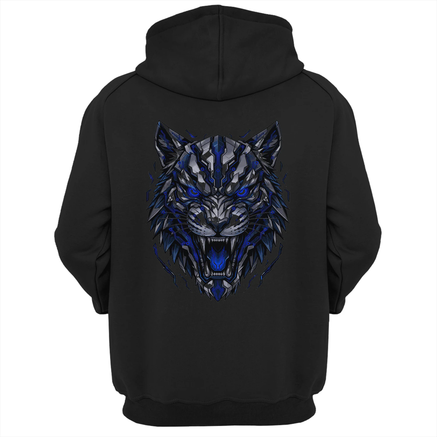 Blue Mecha Tiger Hoodie – Cyberpunk Streetwear