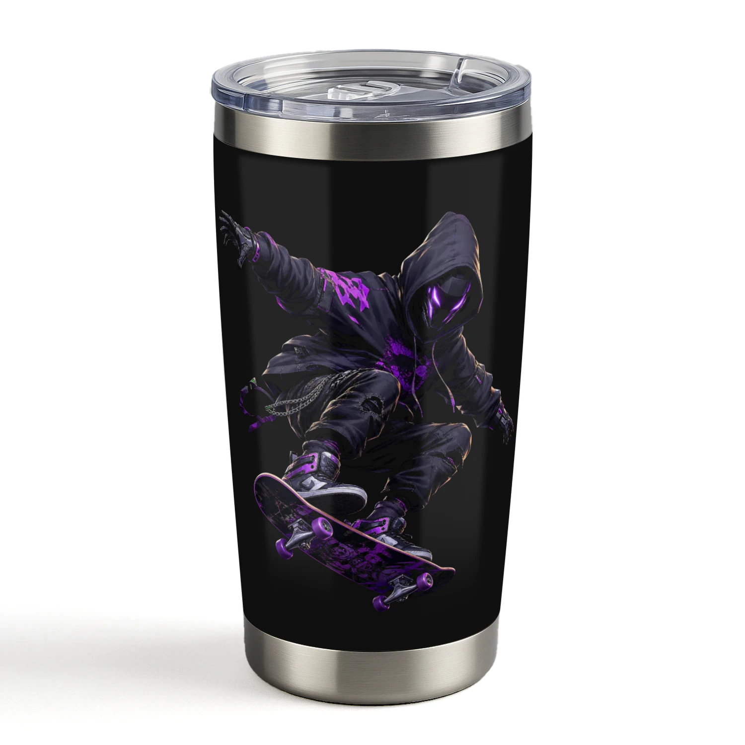 Neon Skater Tumbler – 20oz Cyberpunk Travel Mug