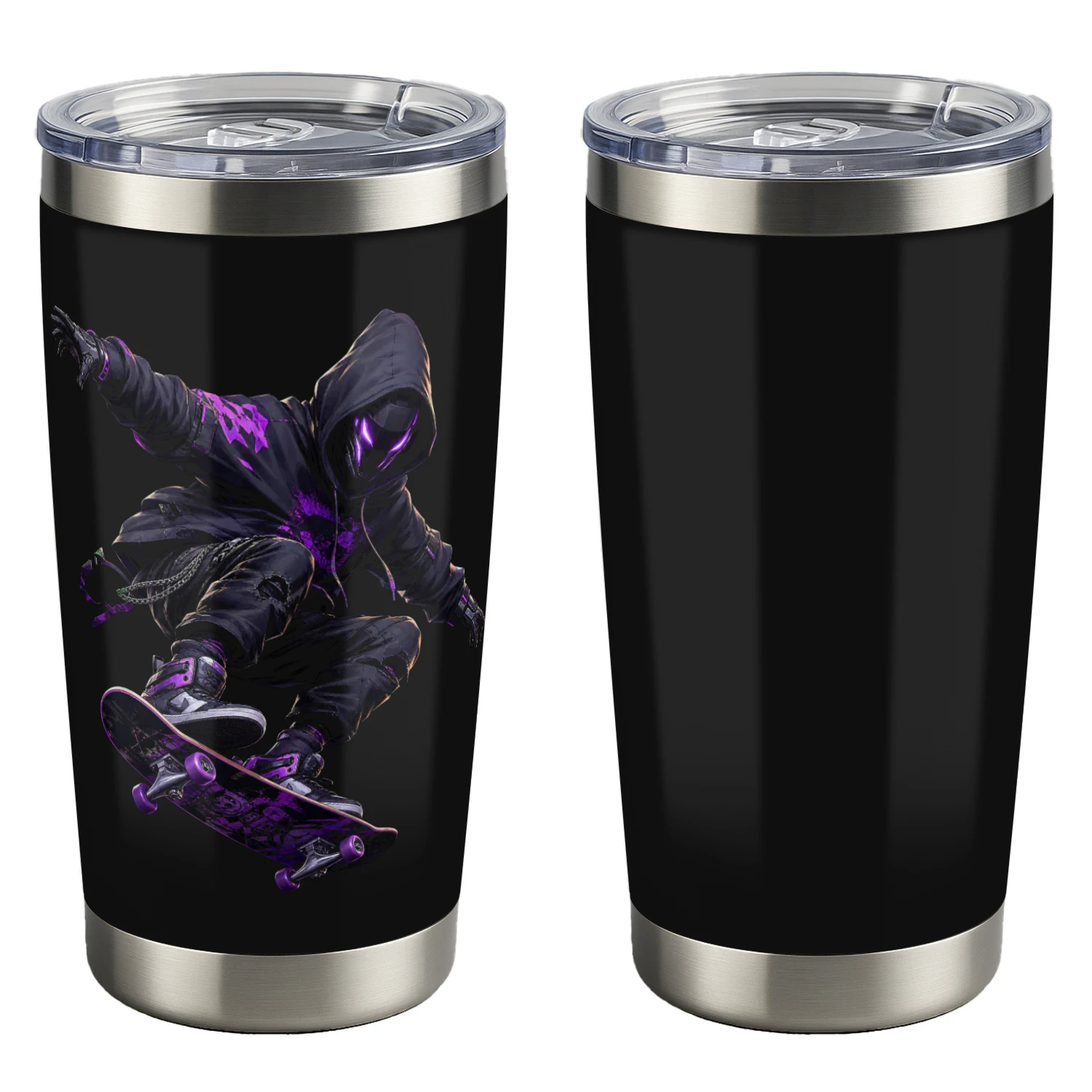 Neon Skater Tumbler – 20oz Cyberpunk Travel Mug