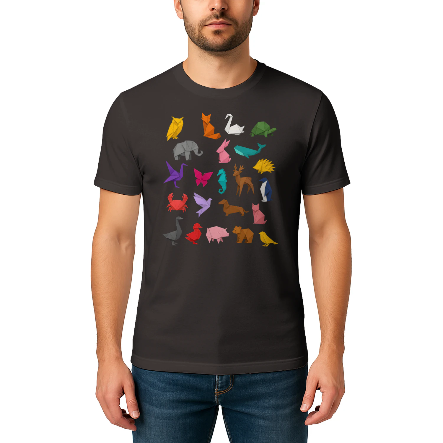 origami animals colorful paper craft animal lover Classic Unisex T-shirt
