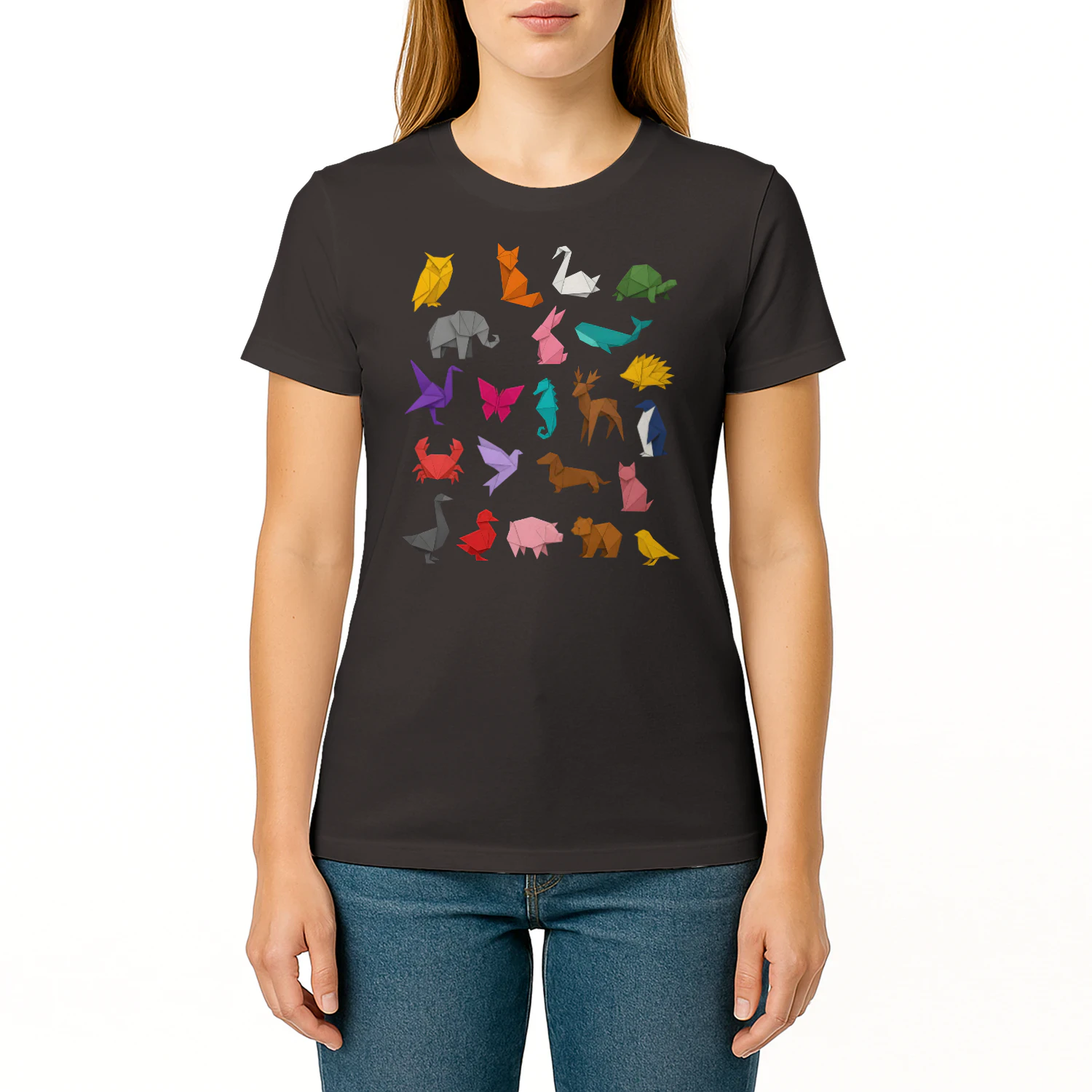 origami animals colorful paper craft animal lover Classic Unisex T-shirt