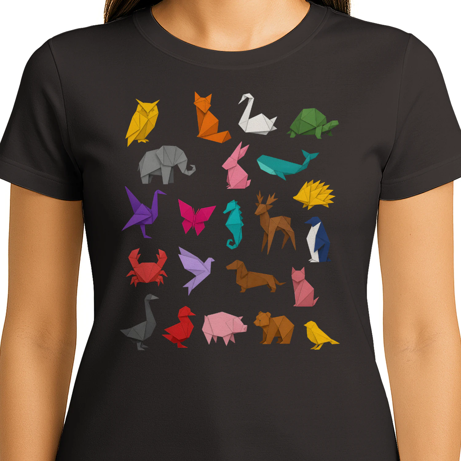 origami animals colorful paper craft animal lover Classic Unisex T-shirt
