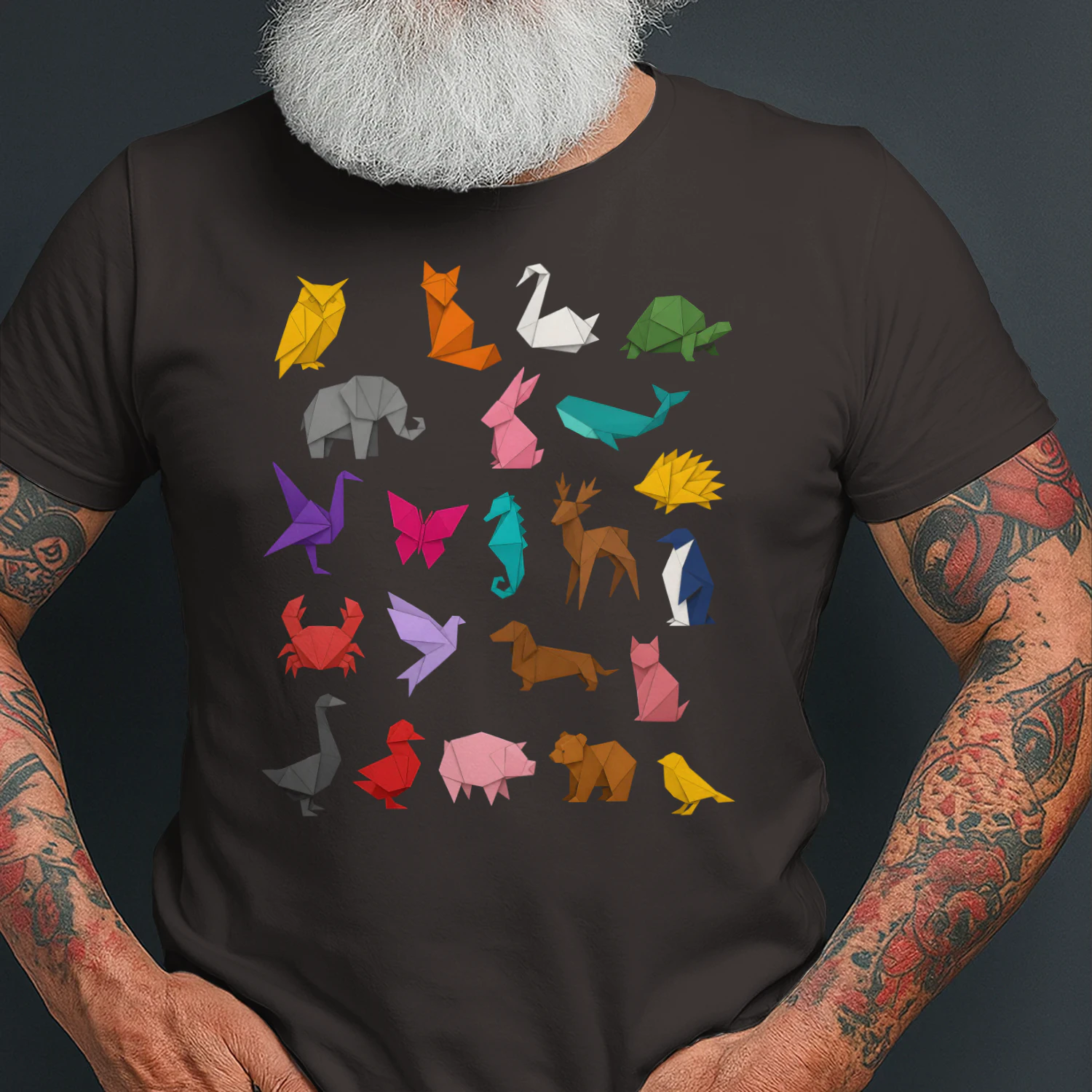 origami animals colorful paper craft animal lover Classic Unisex T-shirt