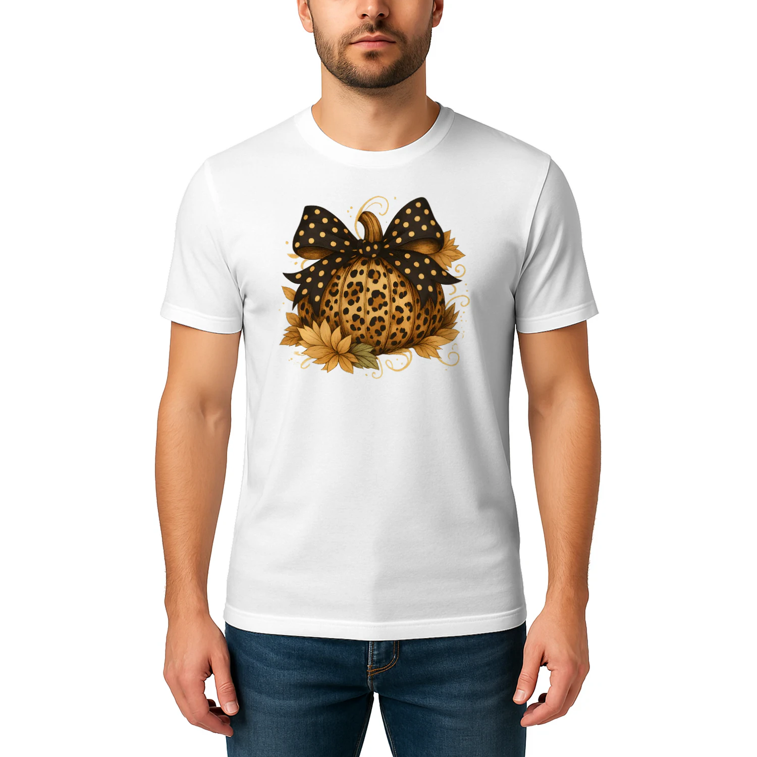 Leopard Bow Pumpkin Classic Unisex T-shirt