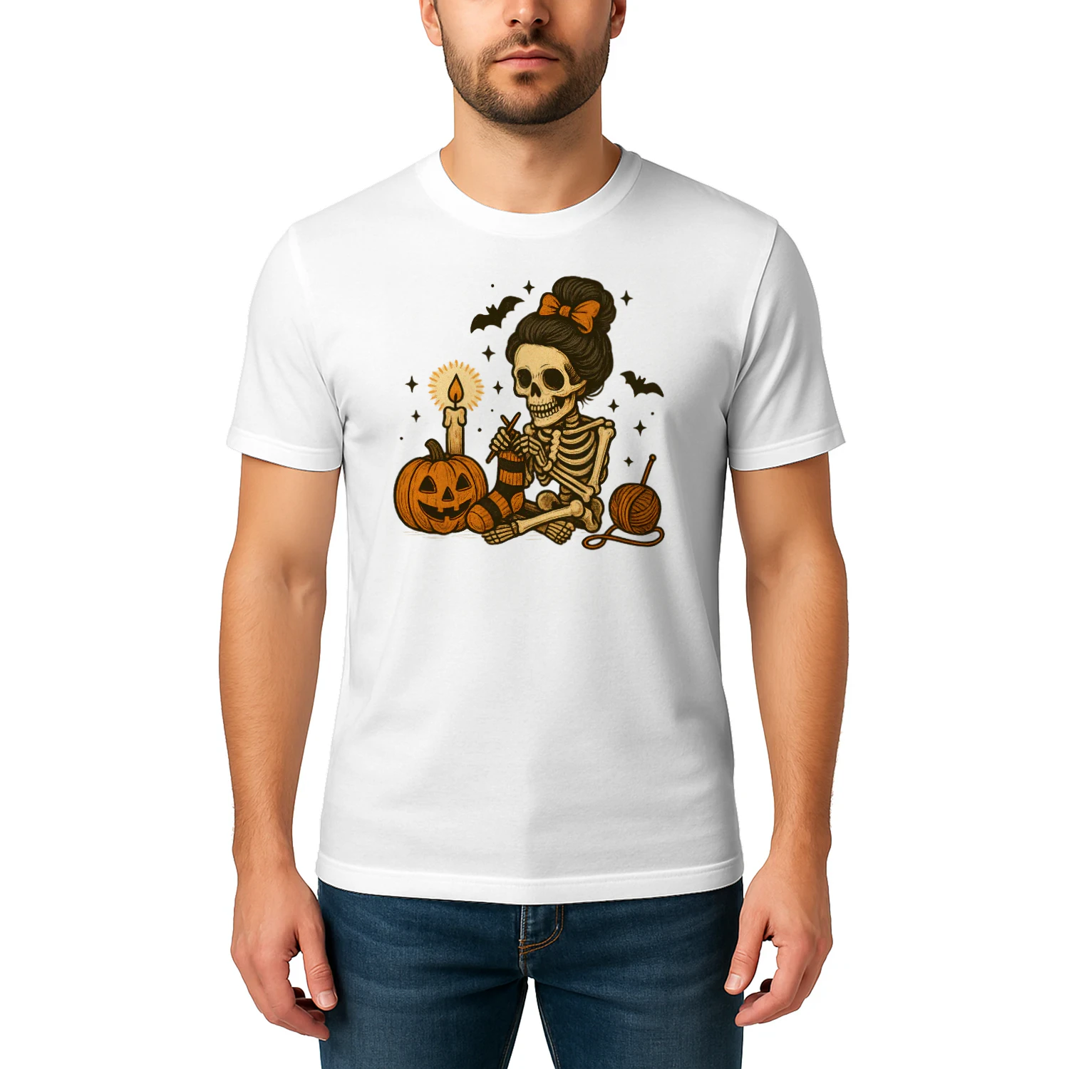 Halloween Skeleton Knitting, Cute Crochet Skeleton Classic Unisex T-shirt