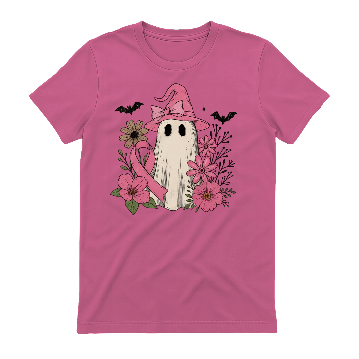  Halloween Ghost Breast Cancer Awareness Classic Unisex T-shirt