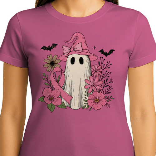  Halloween Pink Ghost Breast Cancer Awareness