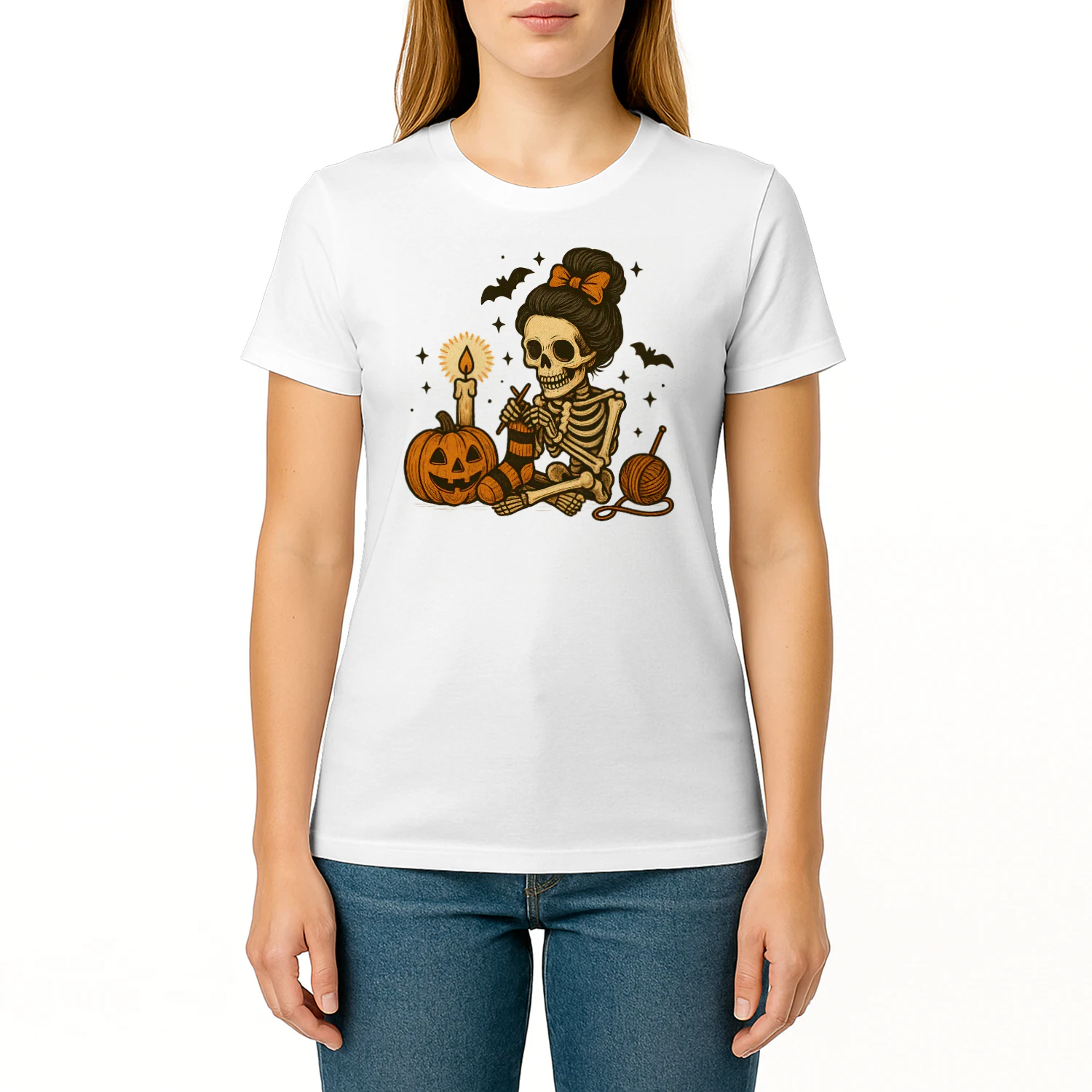 Halloween Skeleton Knitting, Cute Crochet Skeleton Classic Unisex T-shirt