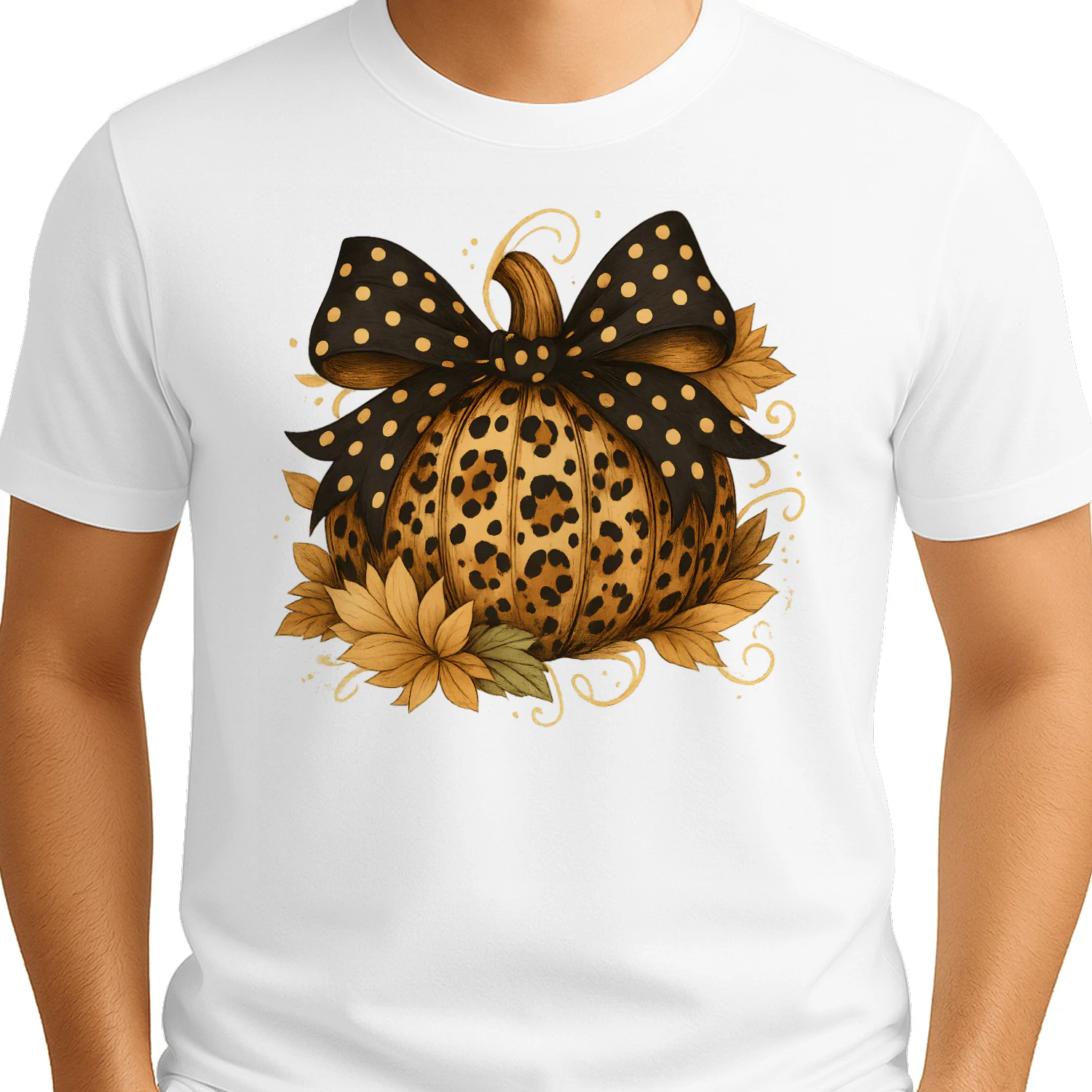 Leopard Bow Pumpkin Classic Unisex T-shirt