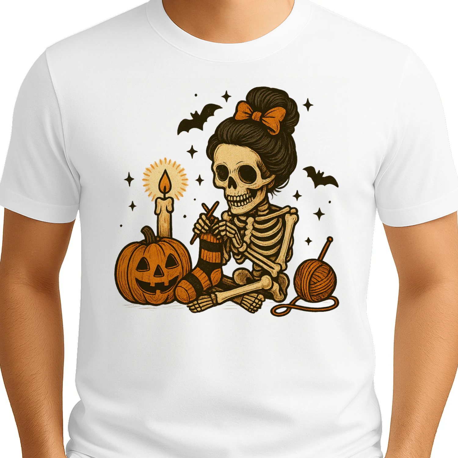 Halloween Skeleton Knitting, Cute Crochet Skeleton Classic Unisex T-shirt