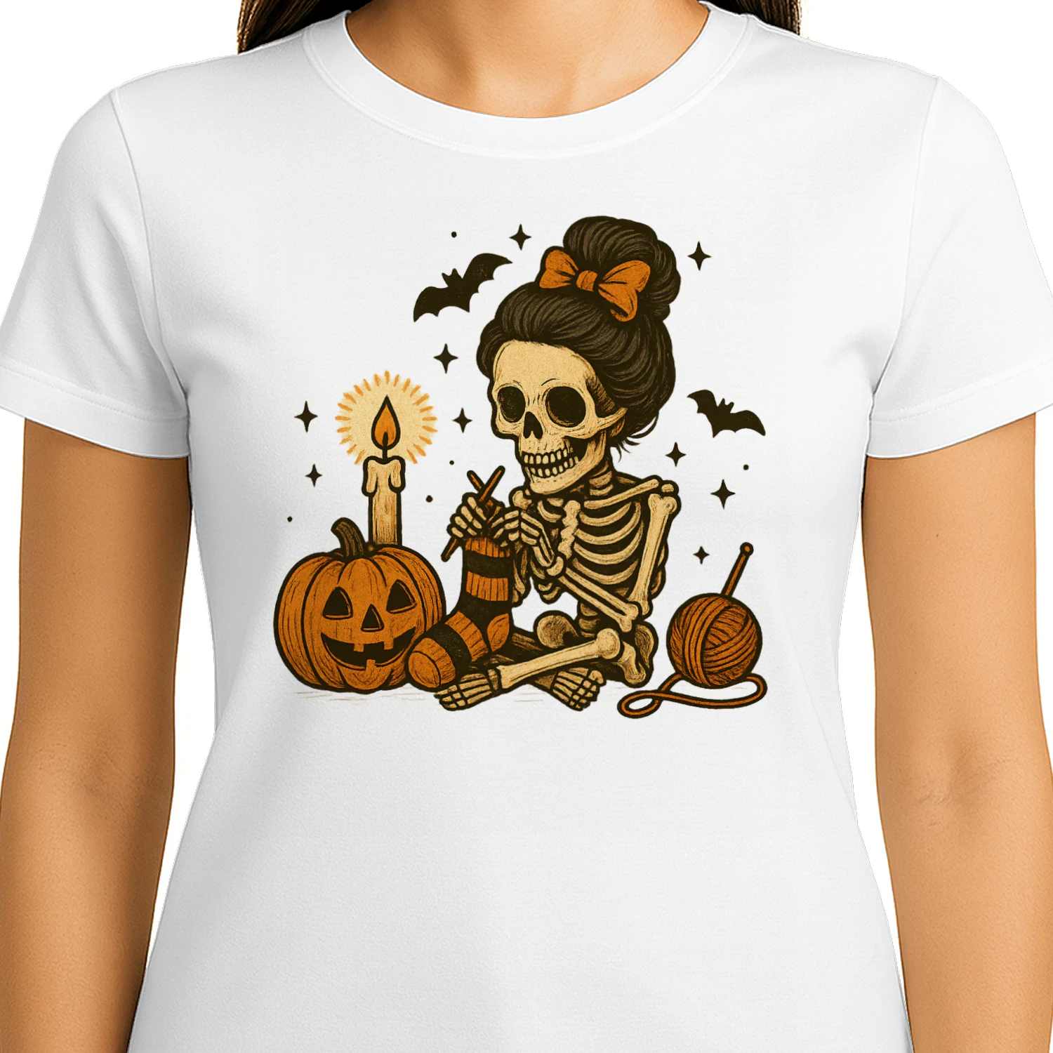 Halloween Skeleton Knitting, Cute Crochet Skeleton Classic Unisex T-shirt