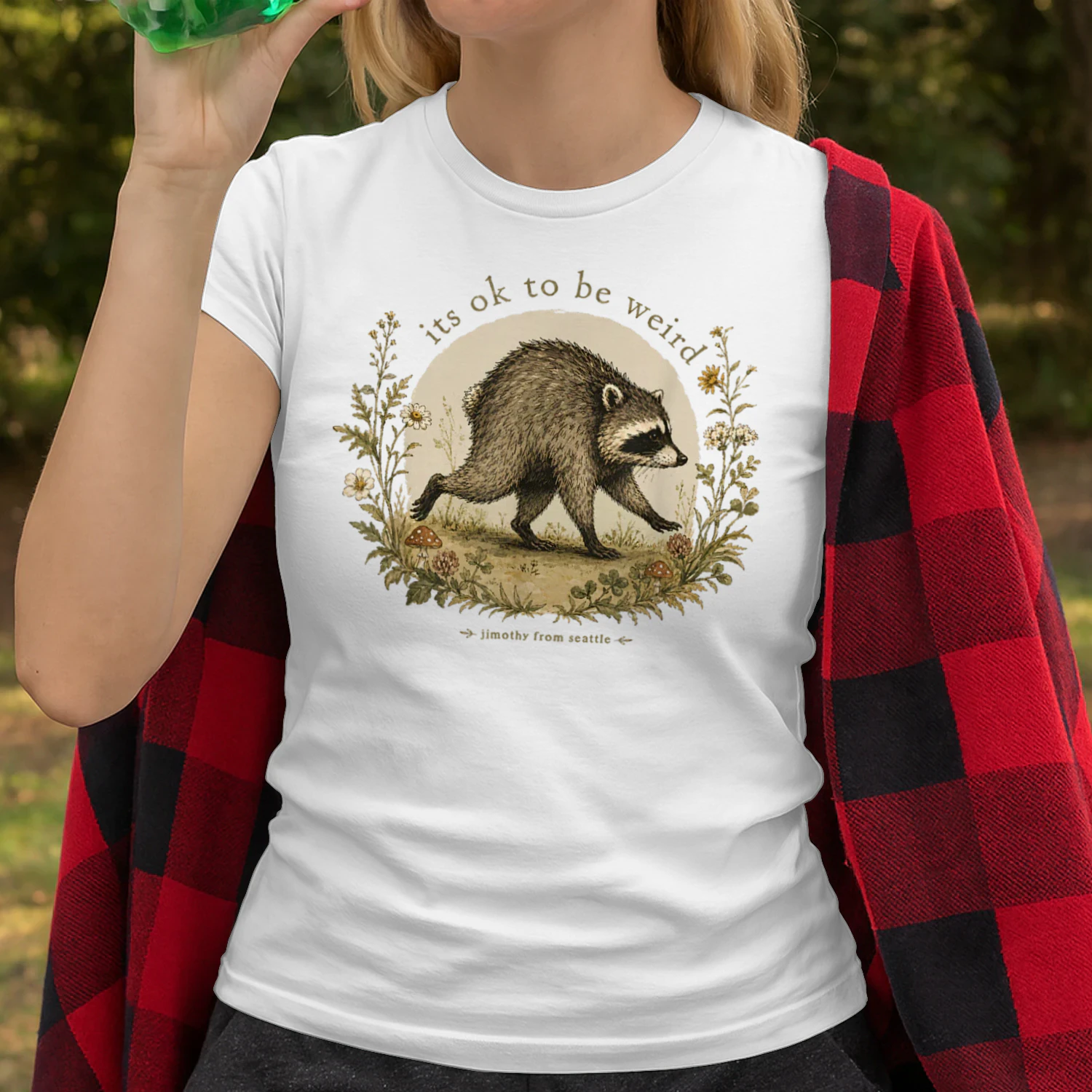 Jimothy from Seattle It’s OK to Be Weird Jimothy Raccoon T-Shirt