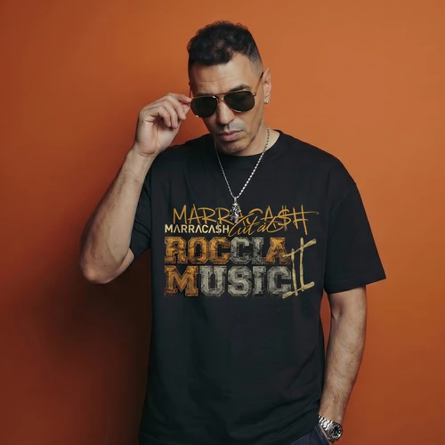 Maglietta Marracash Roccia Music - Black Grunge Tee