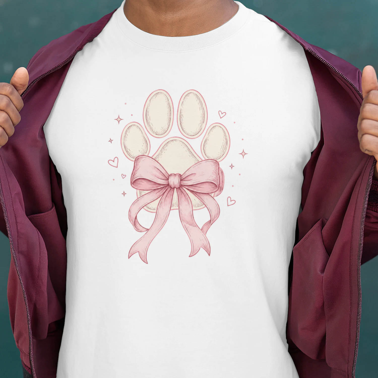 Coquette Ribbon Dog Paw Design