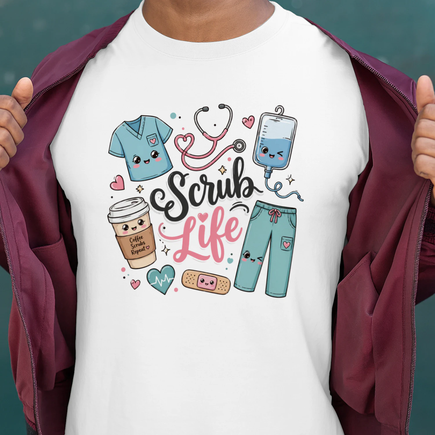 Kawaii Scrub Life Doodle Collage