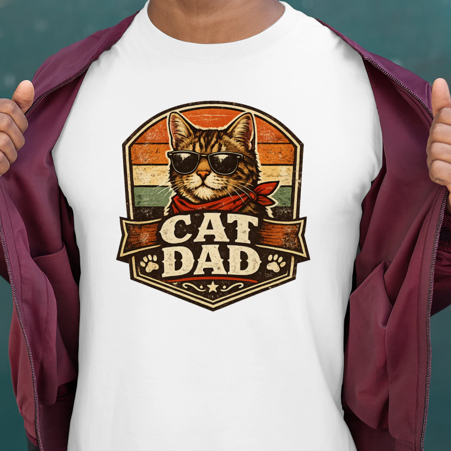 Personalized Cat Dad Vintage Badge