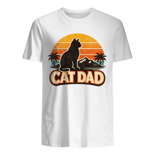 Cat Dad Retro Sunset