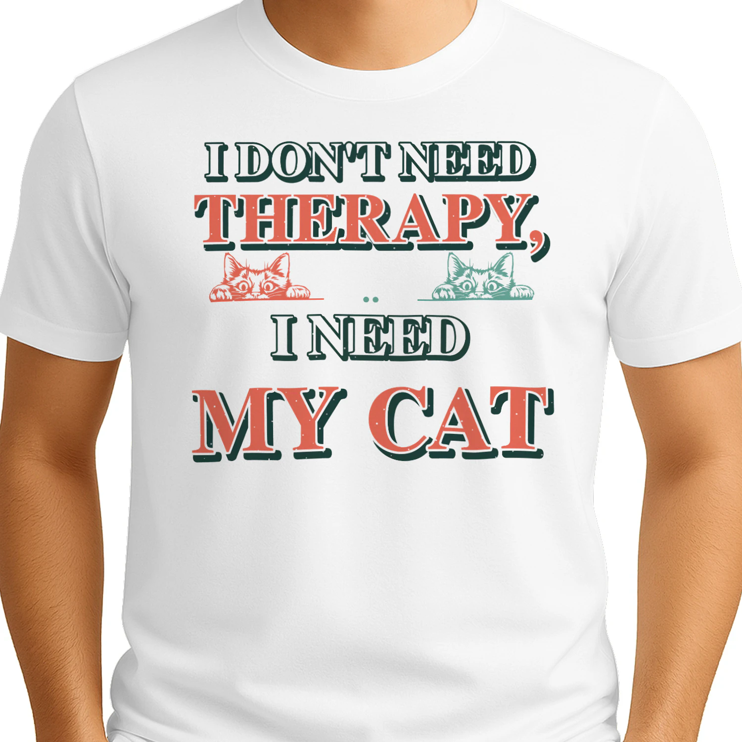 I Don’t Need Therapy, I Need My Cat Shirt – Funny Vintage Cat Lover Tee, Gift for Cat Mom or Cat Dad