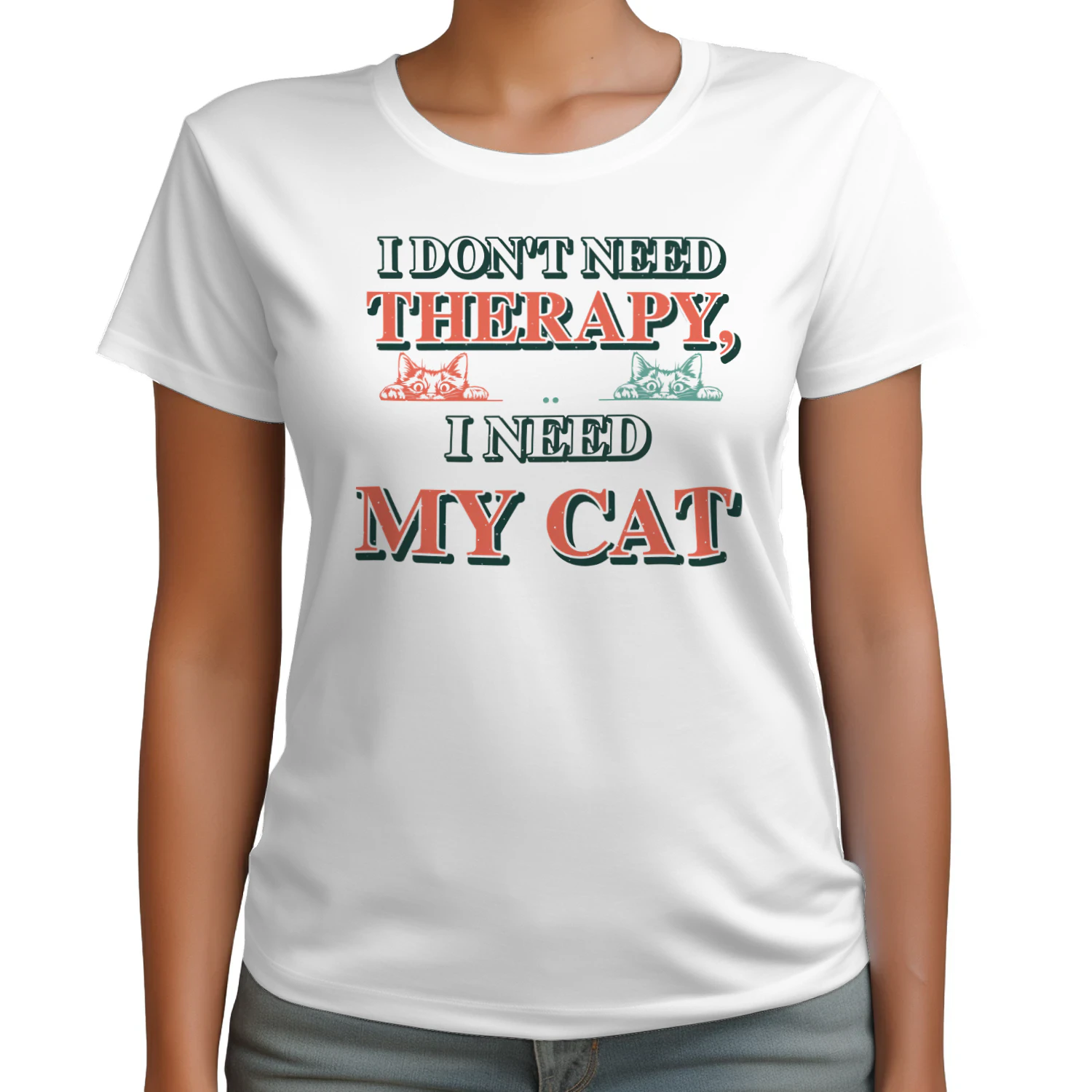 I Don’t Need Therapy, I Need My Cat Shirt – Funny Vintage Cat Lover Tee, Gift for Cat Mom or Cat Dad