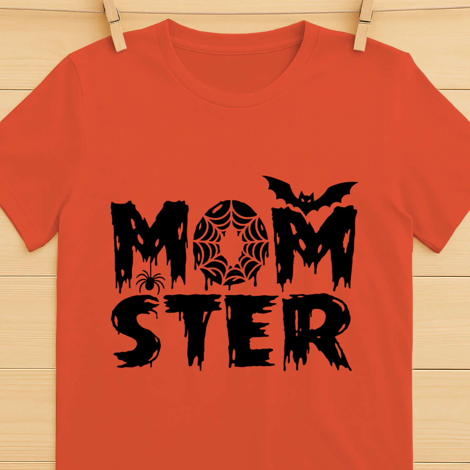 Momster T Shirt Women Funny Halloween Spider Bat Graphic Tee Casual Mom Ster Letter Print Fall Pumpkin Tops