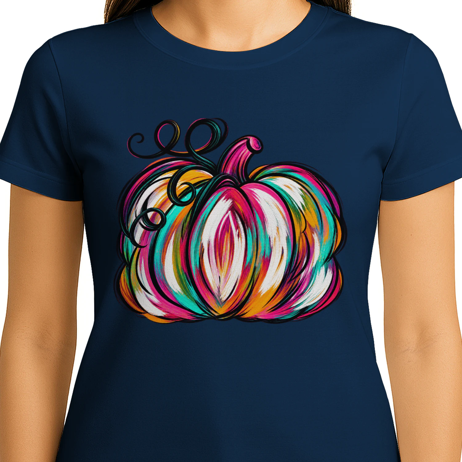 Woffccrd Womens Funny Leopard Pumpkin Printed Shirts Halloween Short Sleeve Graphic Tees Fall T-Shirts Tops