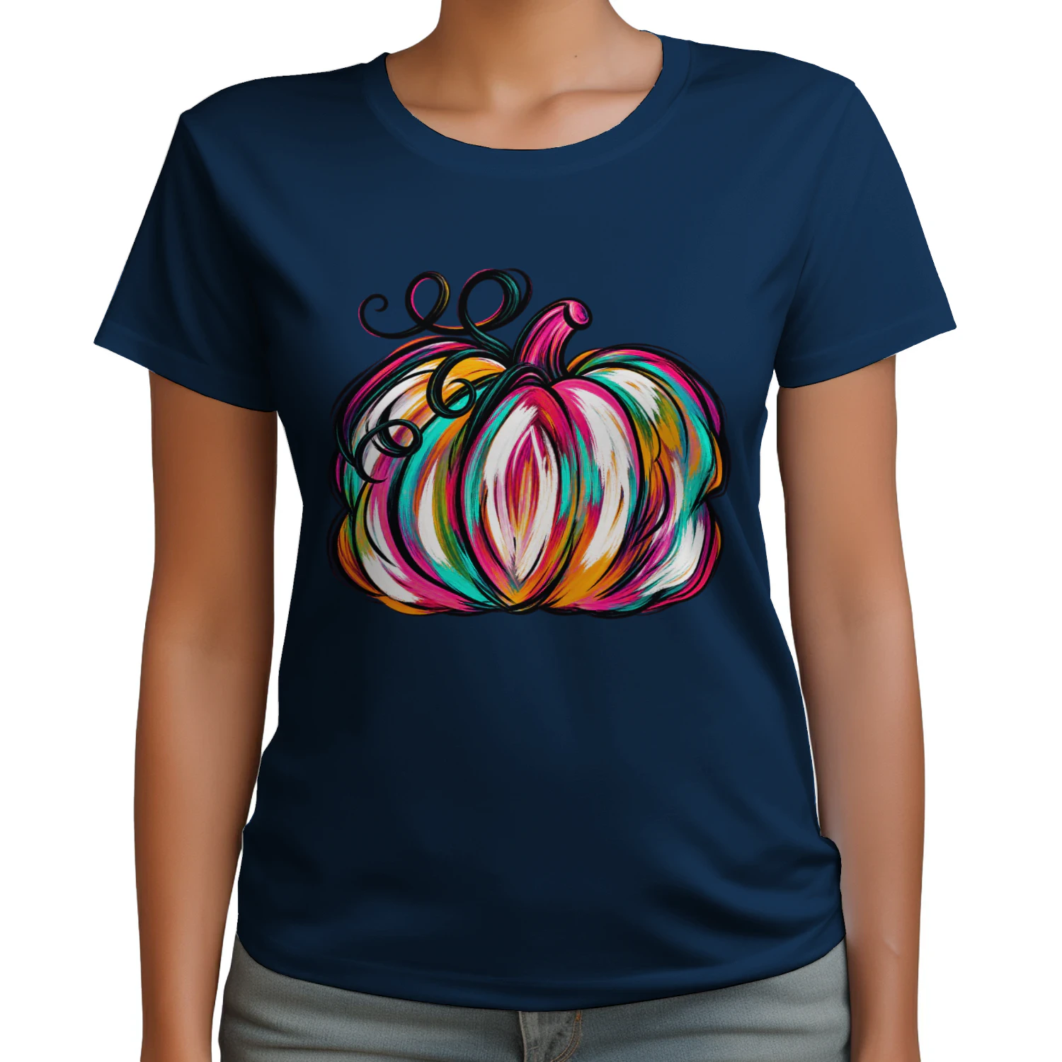 Woffccrd Womens Funny Leopard Pumpkin Printed Shirts Halloween Short Sleeve Graphic Tees Fall T-Shirts Tops