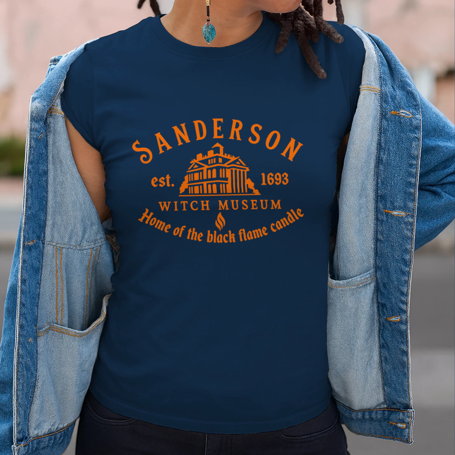 Sanders(on) Witch Museum T-Shirt – Black Flame Candle Halloween Shirt