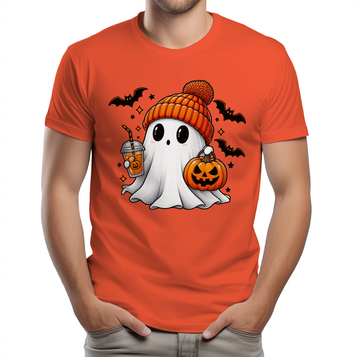 Cute Halloween Ghost Pumpkin T-Shirt – Spooky Season Unisex Shirt
