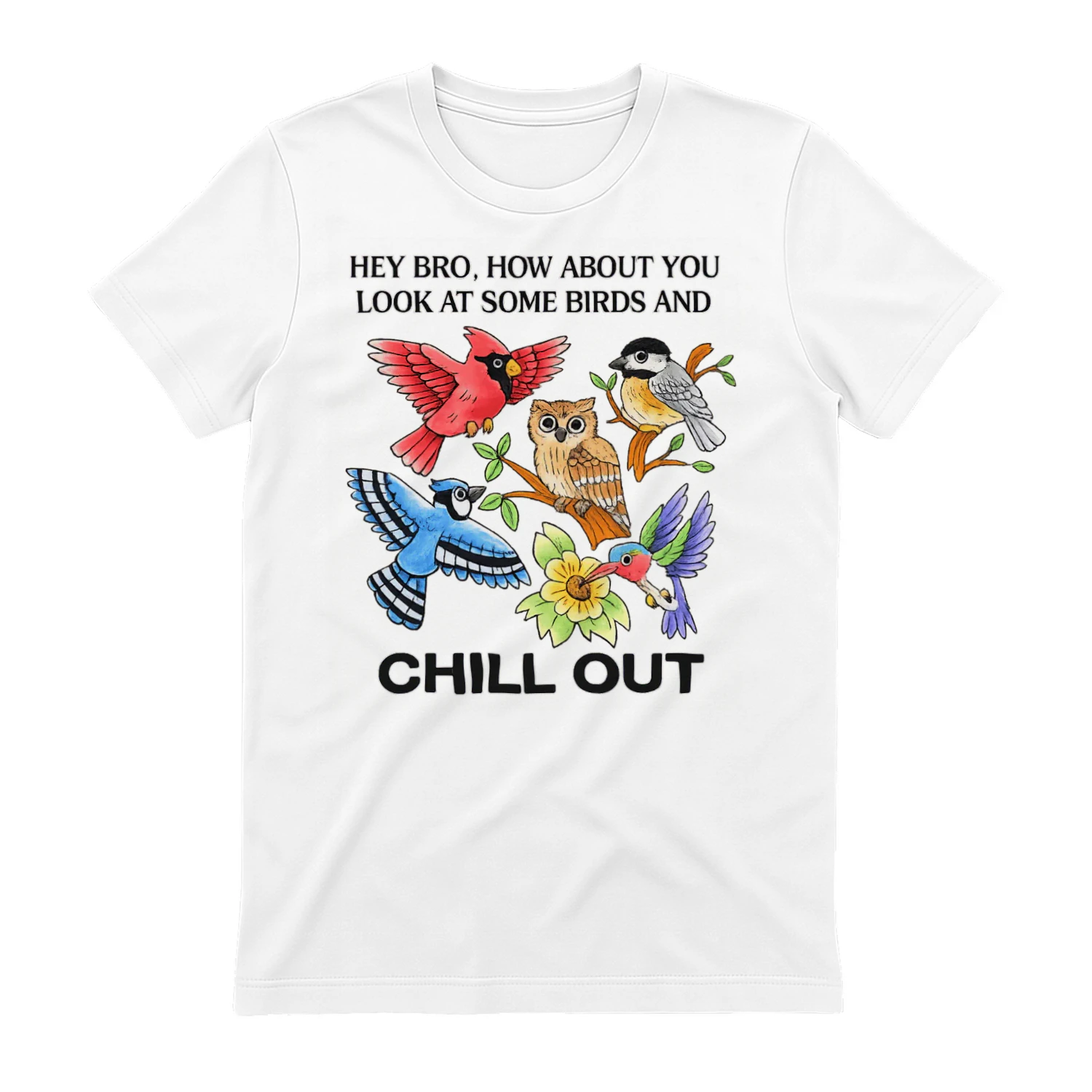 Hey Bro Look at Some Birds and Chill Out Funny Birdwatching T-Shirt