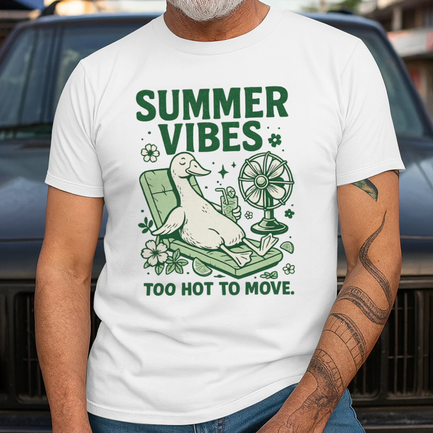 Summer Vibes Too Hot to Move Funny Goose T-Shirt