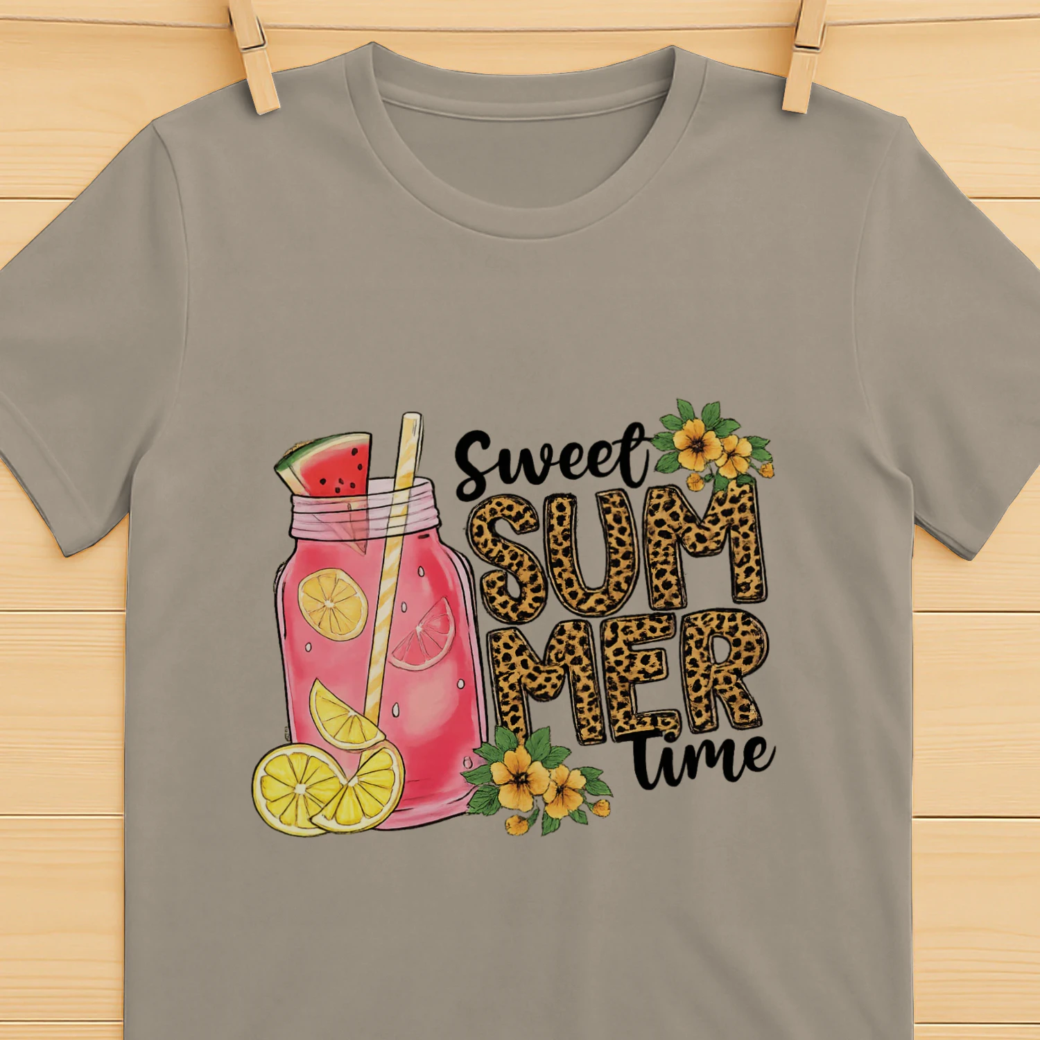 Sweet Summer Time Lemonade Leopard Print T-Shirt