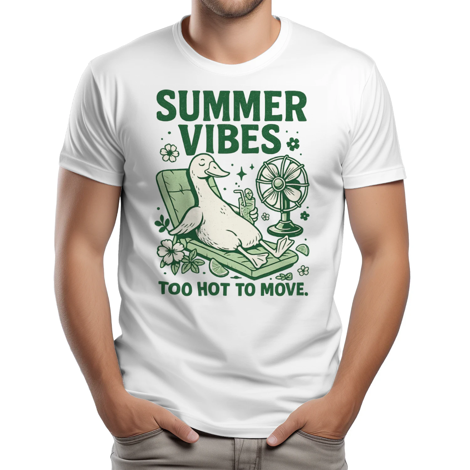 Summer Vibes Too Hot to Move Funny Goose T-Shirt
