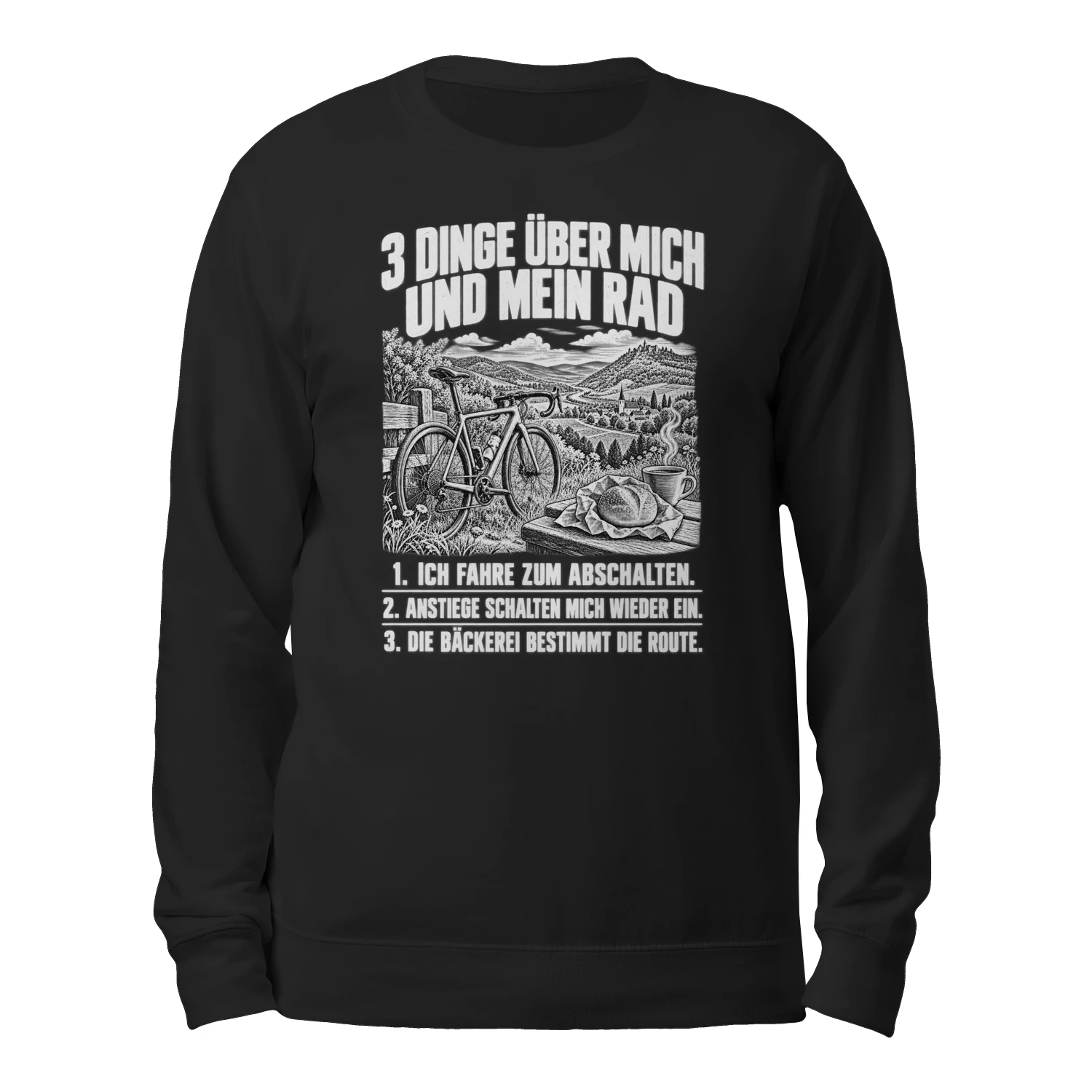 Lustiges Unisex-Sweatshirt für Radfahrer – 3 Dinge über mich und mein Rad