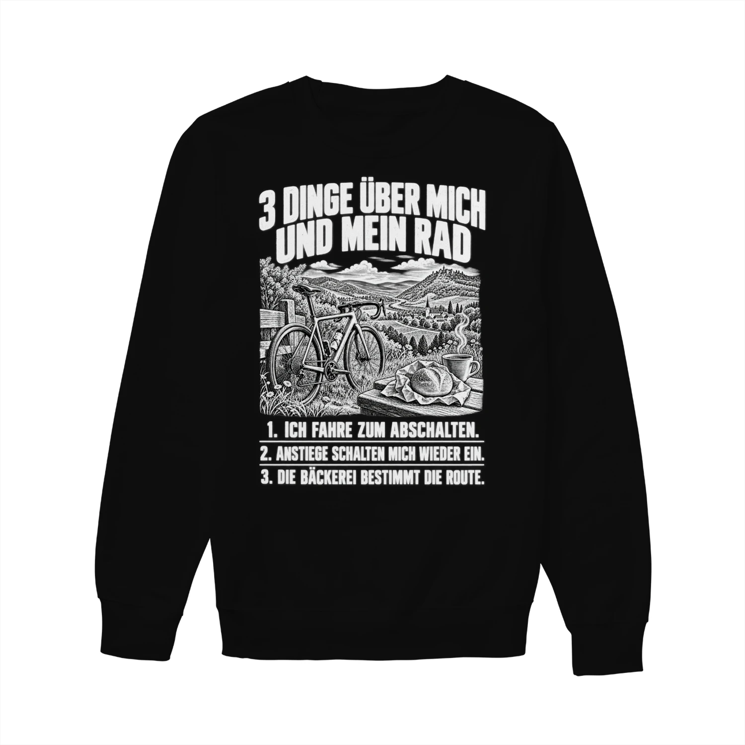 Lustiges Unisex-Sweatshirt für Radfahrer – 3 Dinge über mich und mein Rad