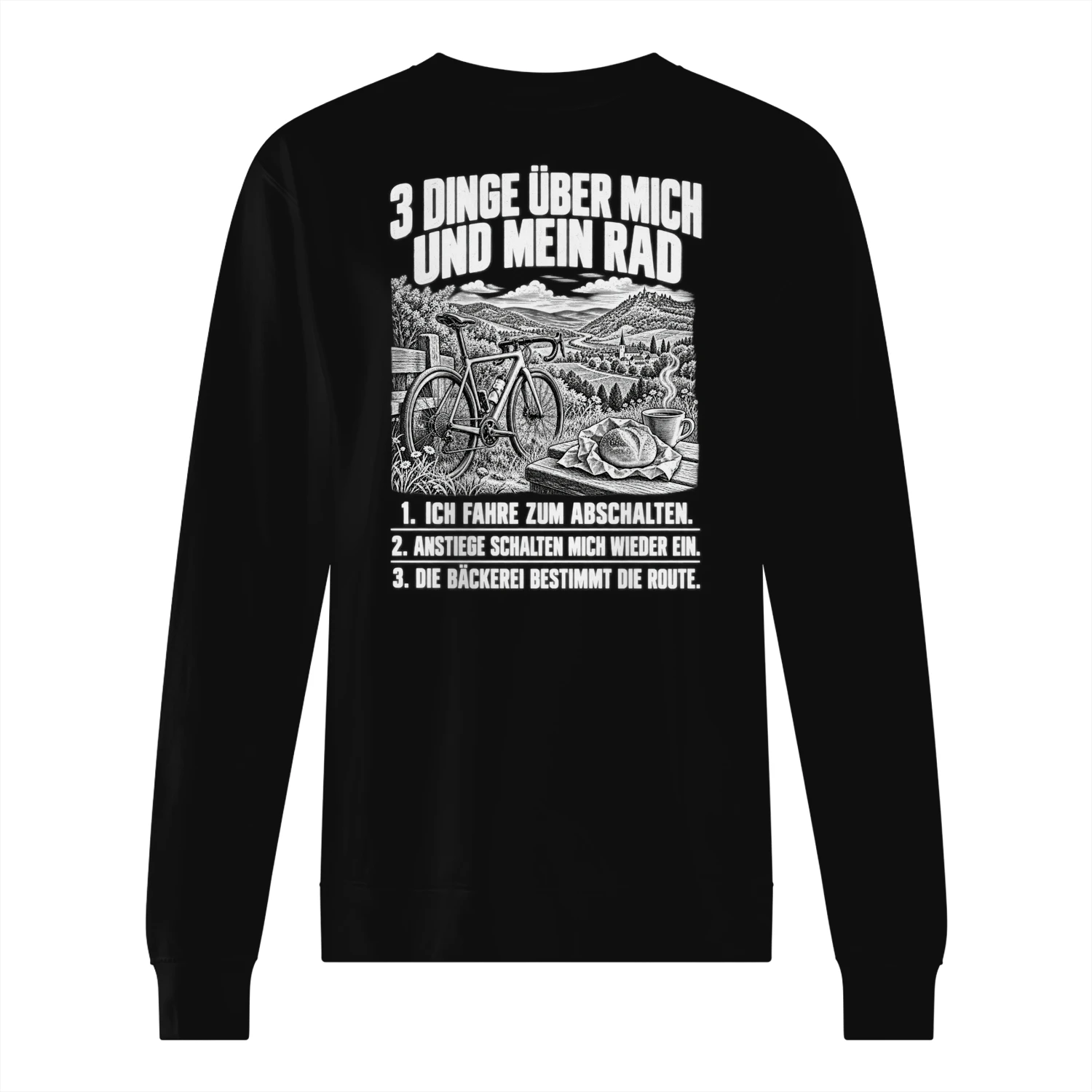 Lustiges Unisex-Sweatshirt für Radfahrer – 3 Dinge über mich und mein Rad