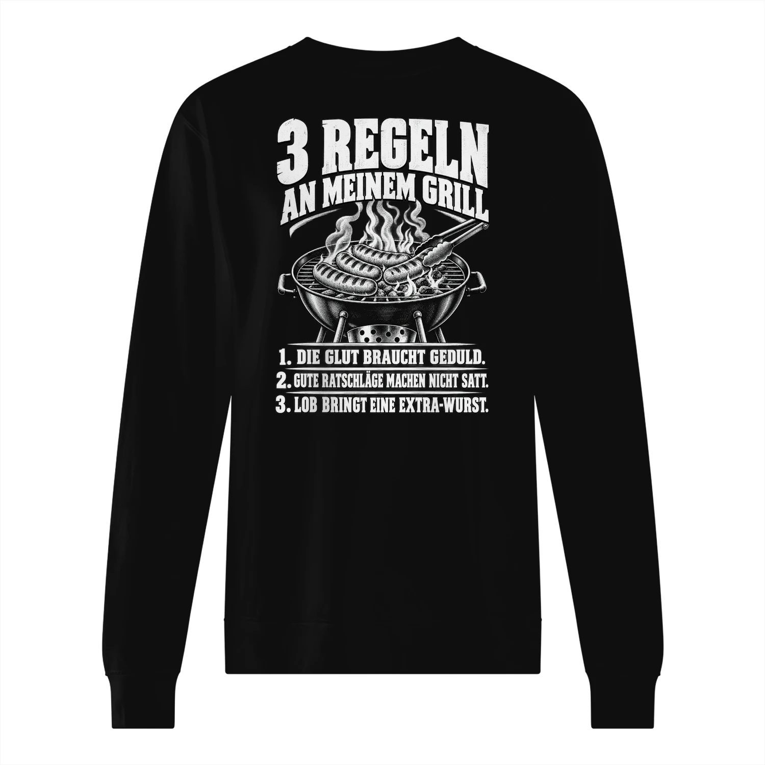 Lustiges Unisex-Sweatshirt zum Grillen – 3 Regeln an meinem Grill