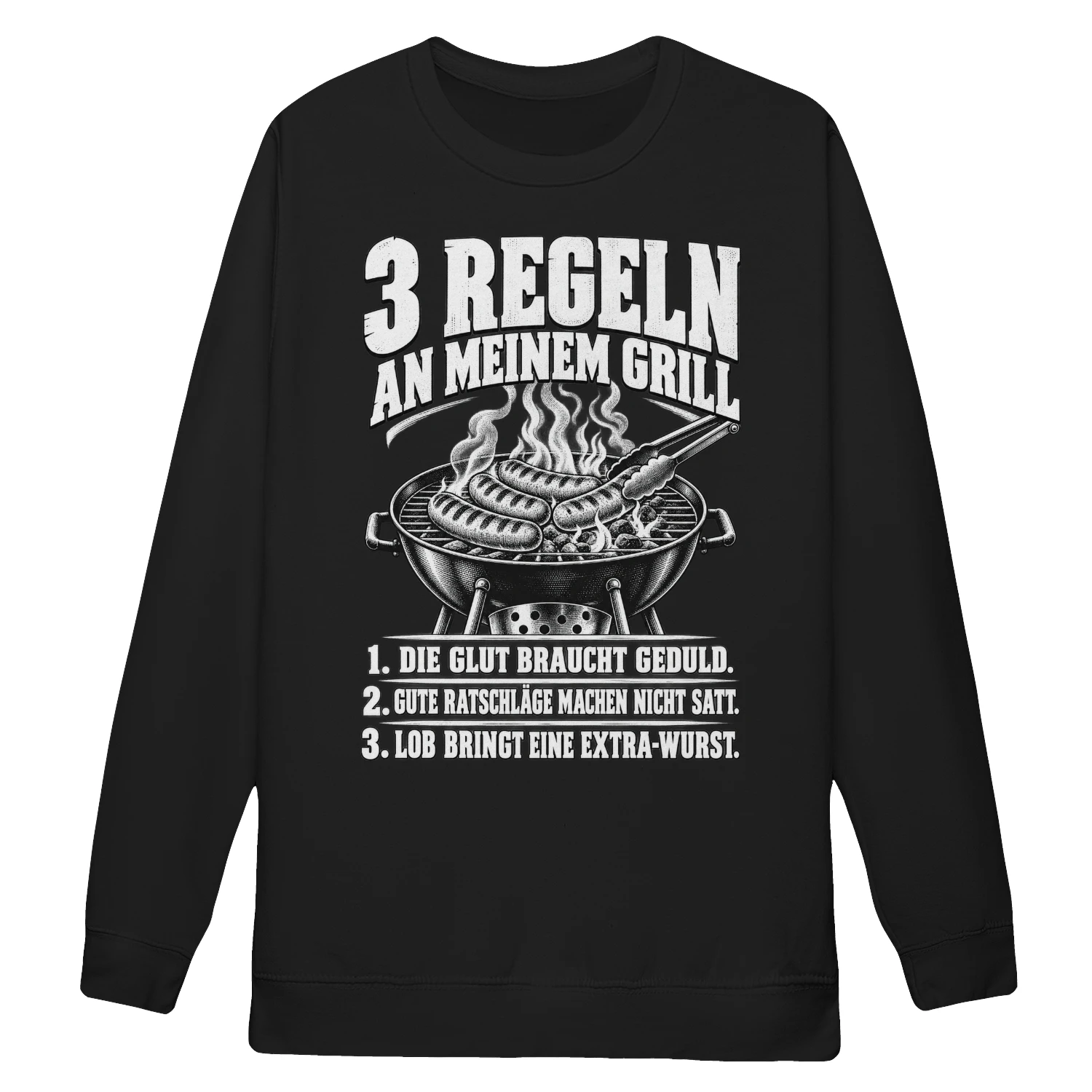 Lustiges Unisex-Sweatshirt zum Grillen – 3 Regeln an meinem Grill