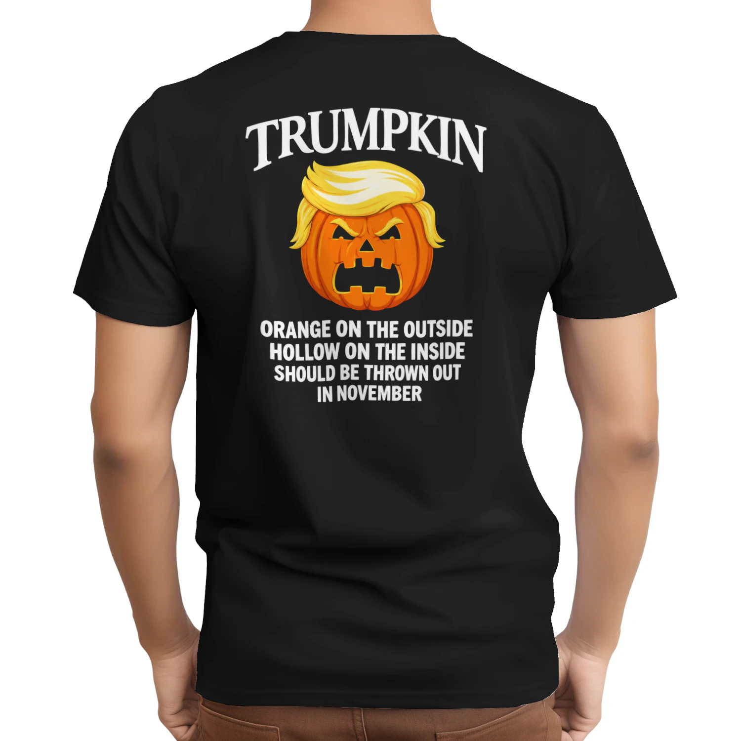 (ON Back)  Halloween Anti Trumpkin Orange On The Outside Hollow Inside