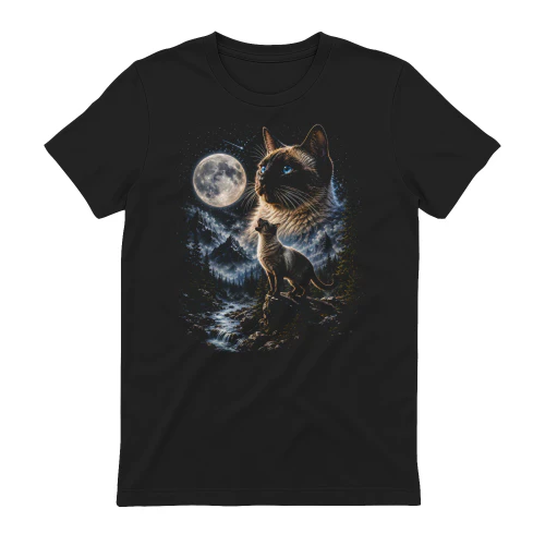 Siamese Cat Howling at Moon 90s Retro Vintage Cat Lover  Copy
