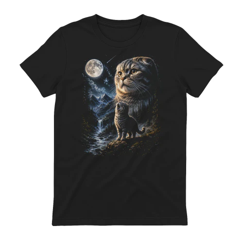 Scottish Fold Cat Howling at Moon 90s Retro Vintage Cat Lover Copy
