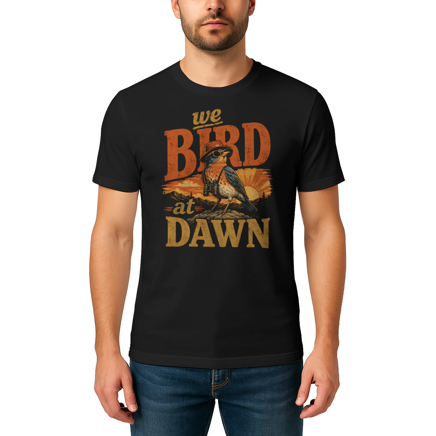 Funny Birdwatcher We Bird at Dawn Retro Birding Nature - Classic Unisex T-shirt