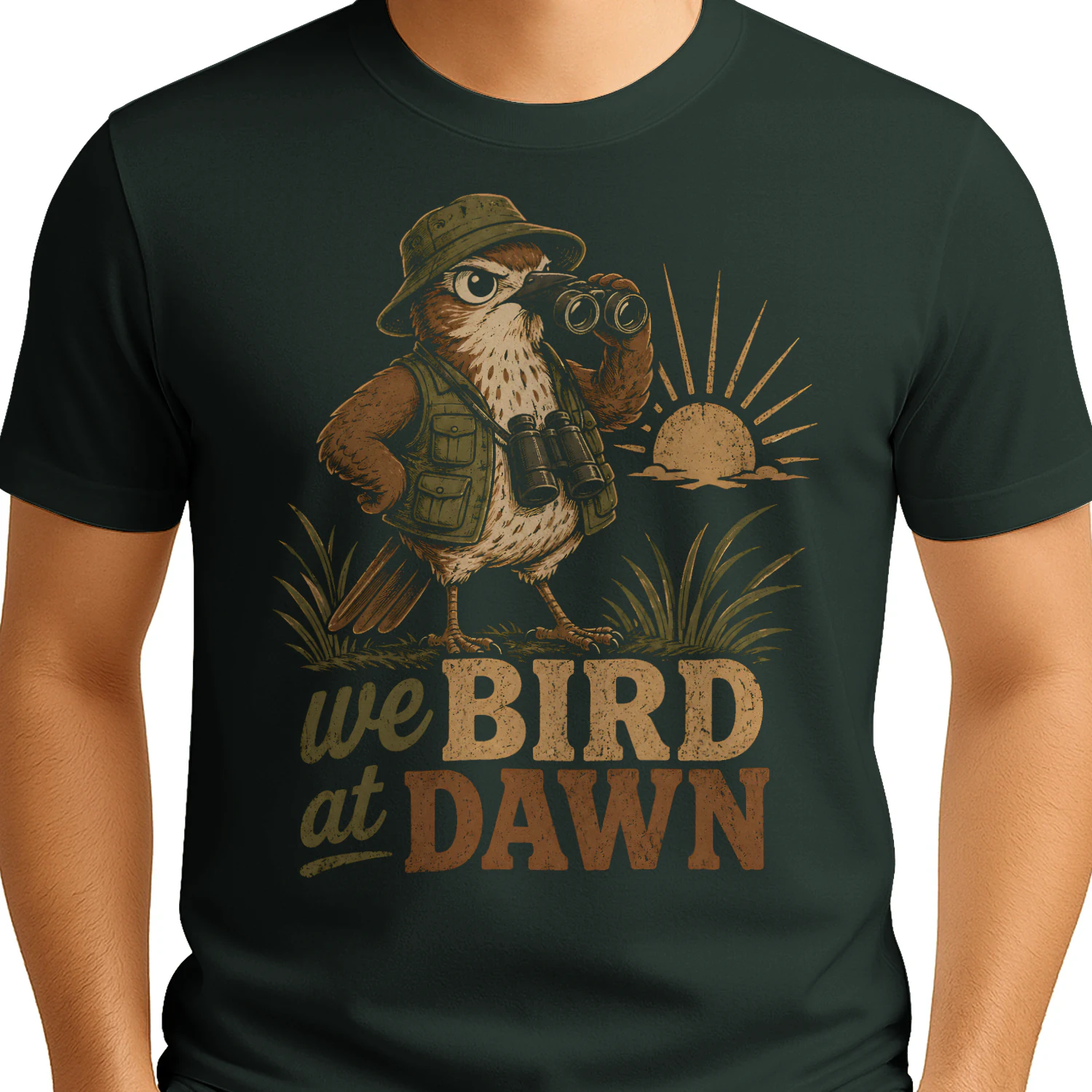 Funny Birding We Bird at Dawn Hawk Birder Nature Lover  - Classic Unisex T-shirt