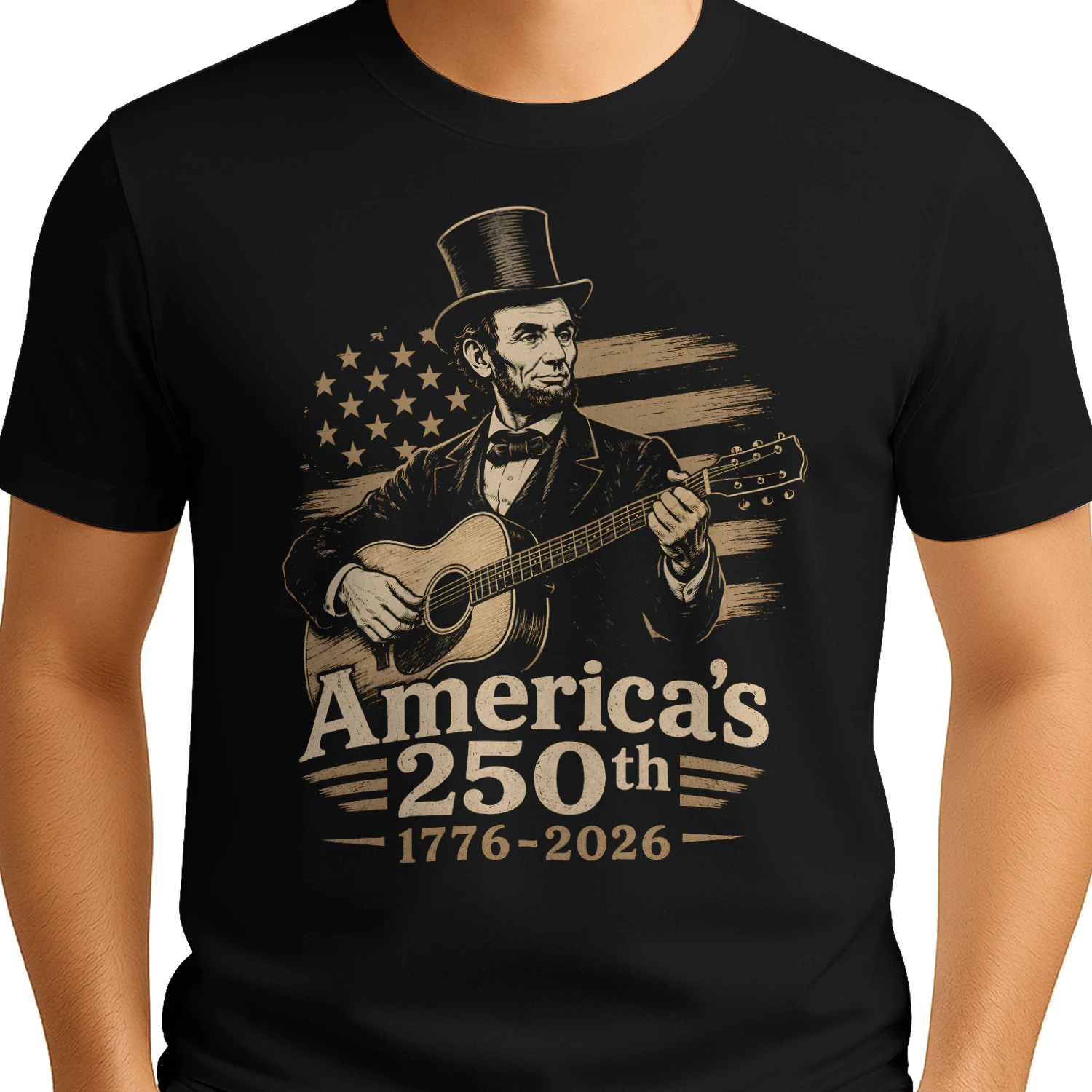 Abraham Lincoln Playing Guitar 4th July 250th Anniversary - Classic Unisex T-shirt