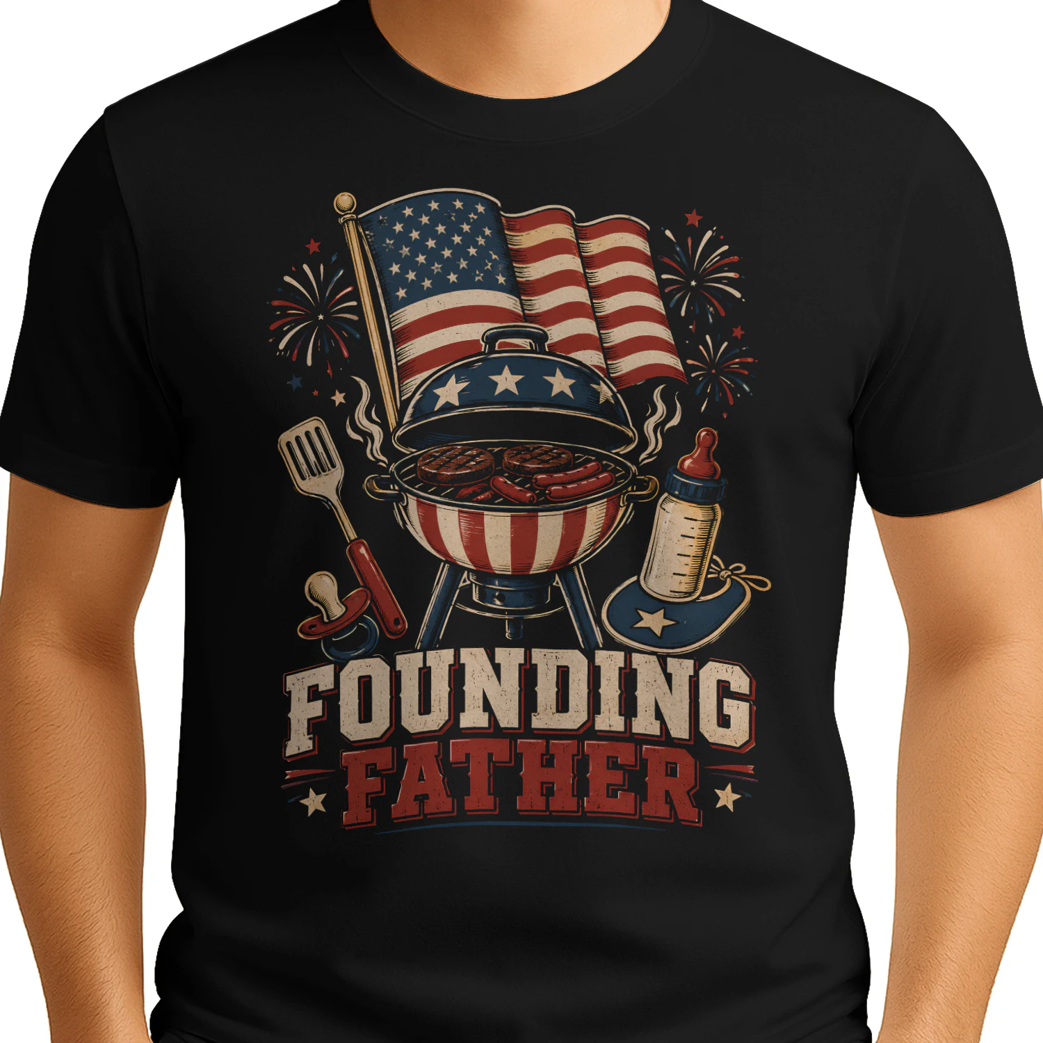 Funny New Dad Founding Father Patriotic BBQ 4th of July Dad Gift - Classic Unisex T-shirt