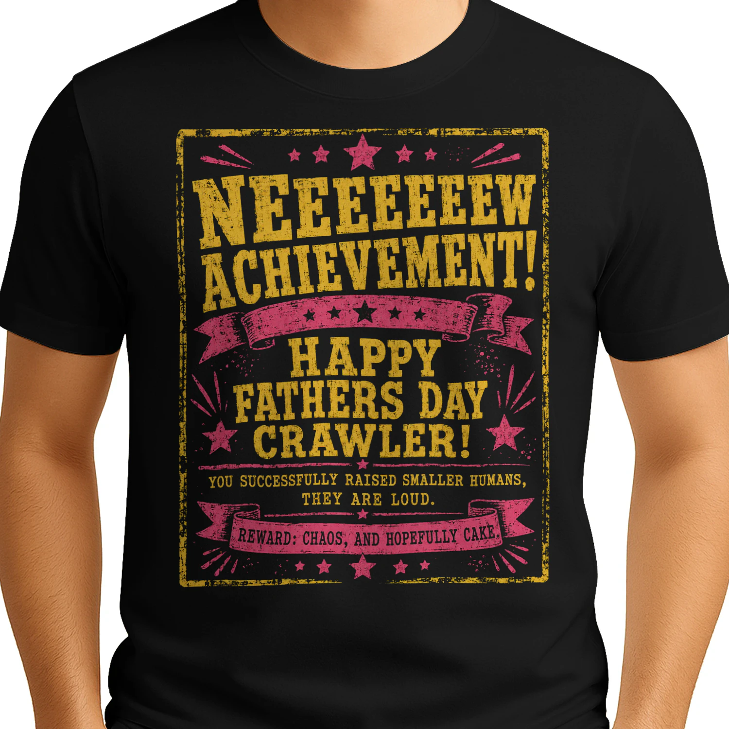 Happy Fathers Day Crawler Funny Pixel Dad Achievement - Classic Unisex T-shirt